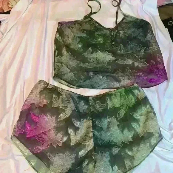 Vintage  Roebuck & Co Inner Most Cami Top & Shorts Sleep Set Size S - Picture 2 of 6